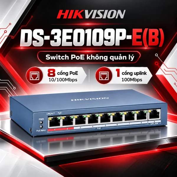 Switch POE 9 Cổng HIKVISION DS-3E0109P-E(B)