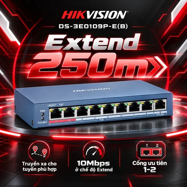 Switch POE 9 Cổng HIKVISION DS-3E0109P-E(B)