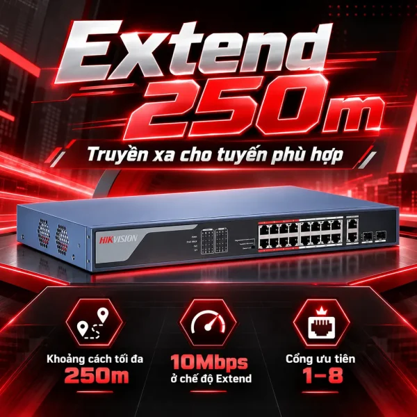 Switch POE Không Quản Lý 16 Cổng HIKVISION DS-3E0318P-E