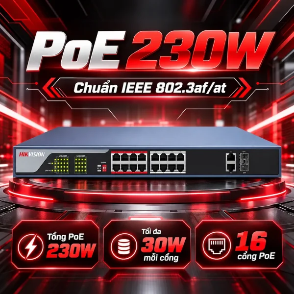 Switch POE Không Quản Lý 16 Cổng HIKVISION DS-3E0318P-E