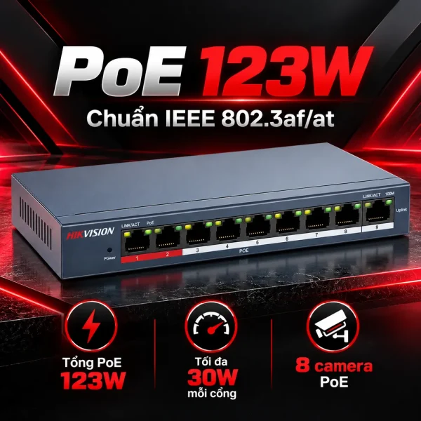 Switch POE Không Quản Lý 8 Cổng HIKVISION DS-3E0109P-E