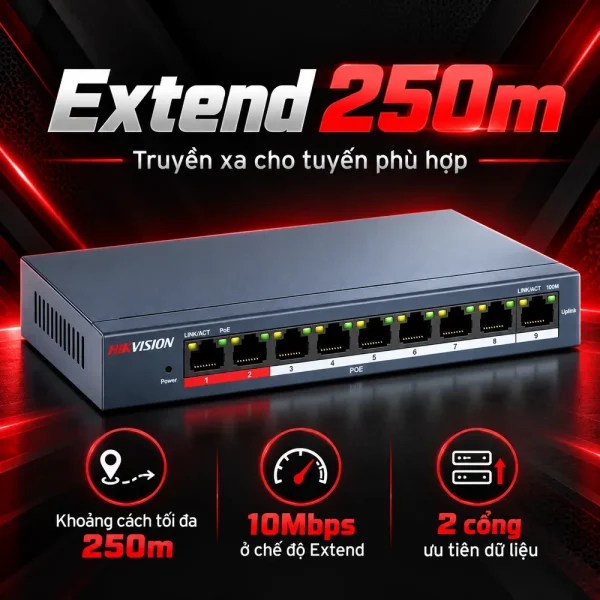 Switch POE Không Quản Lý 8 Cổng HIKVISION DS-3E0109P-E